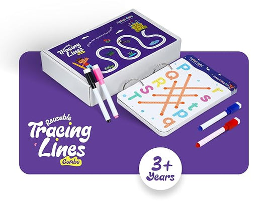 Pages Reusable Tracing Line book to improve HAND WRITING For 2+ Years kids + (FREE Learning